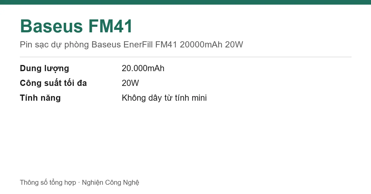 Thông số Baseus FM41