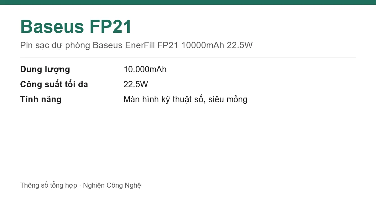 Thông số Baseus FP21