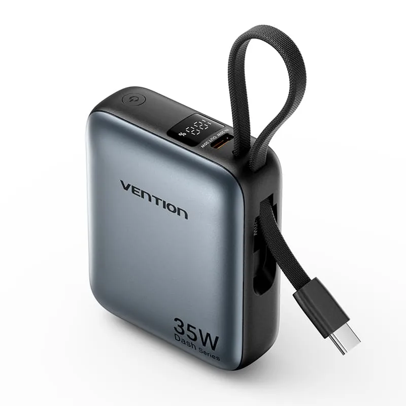 Pin sạc dự phòng Vention 10000mAh 35W Dash Series tích hợp cáp USB-C